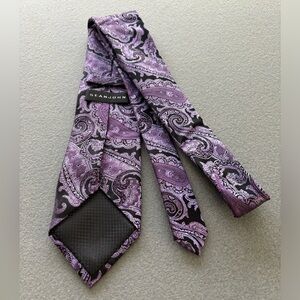 Men's Sean John Purple Black Paisley Design Silk Neck Tie